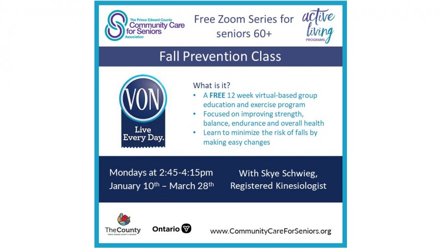 12 week “Fall Prevention Program” with Skye Schwieg, Registered Kinesiologist for VON