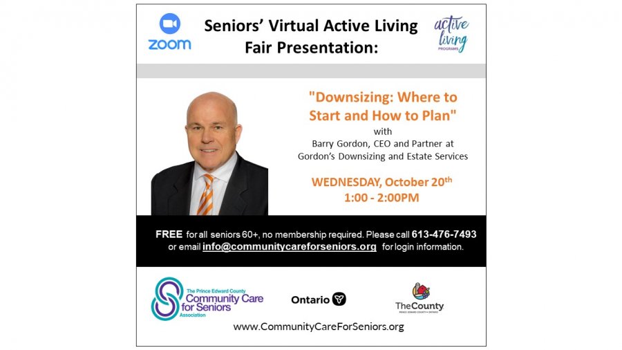 SENIOR'S VIRTUAL FAIR - “Downsizing: Where to Start and How to Plan” with Barry Gordon, Broker for Gordon’s Downsizing and Estate Services Ltd Brokerage