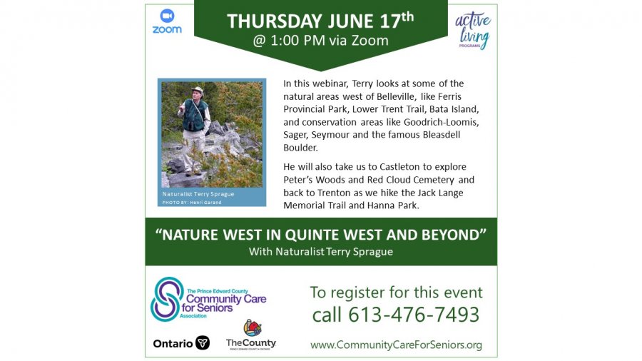 “Nature West in Quinte West and Beyond” with Naturalist Terry Sprague