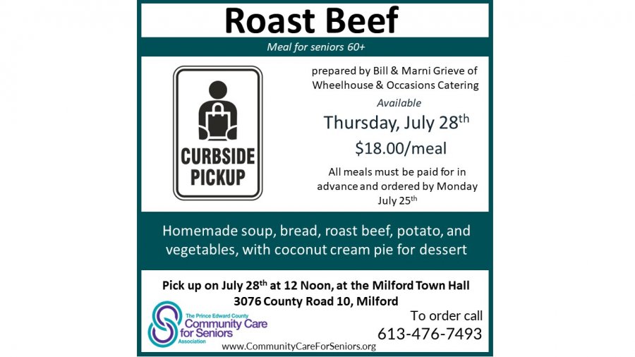 Curbside pick up meal for seniors on Thursday, July 28th 2022