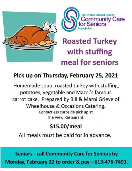 Roasted Turkey meal for seniors - Curbside pick-up 