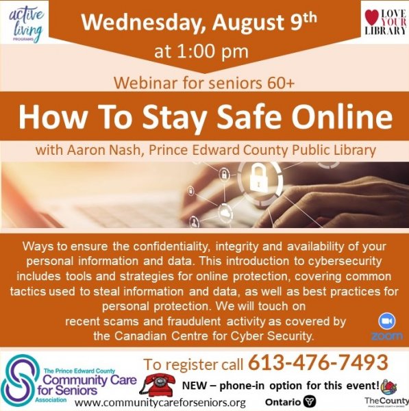 “How to Stay Safe Online” with Aaron Nash from Prince Edward County Public Library