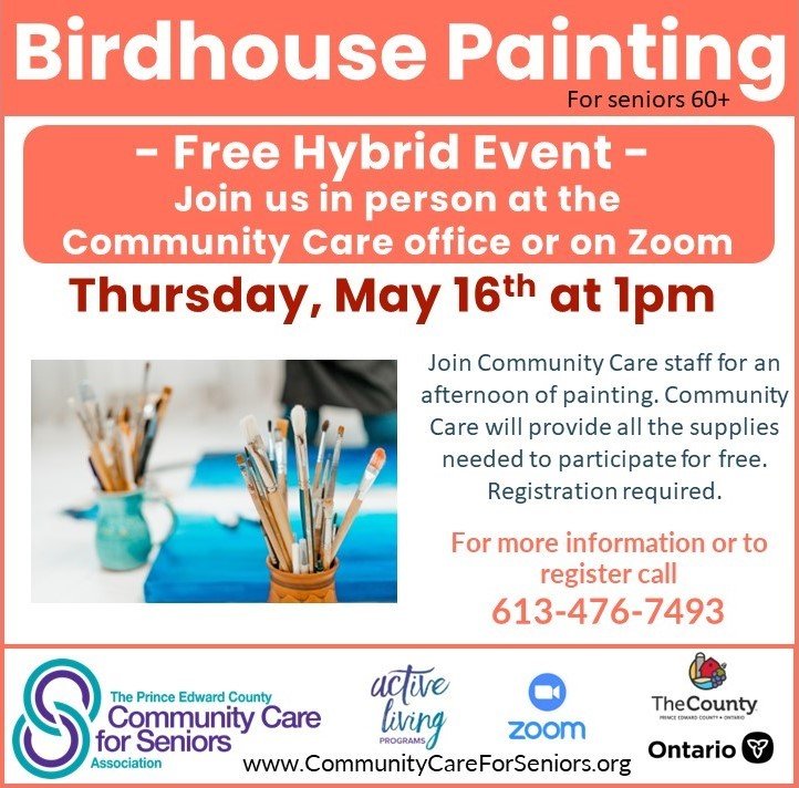 POSTPONED - Birdhouse Painting with Community Care Staff - a free hybrid event