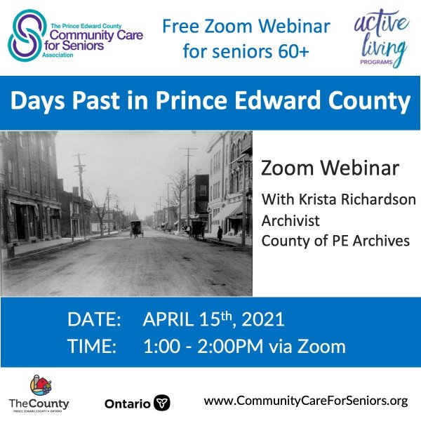“Days Past in Prince Edward County” with Archivist Krista Richardson  