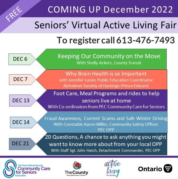 Active Living Fair - “Foot Care, Meal Programs and rides to help seniors live at home” with Co-ordinators from Community Care
