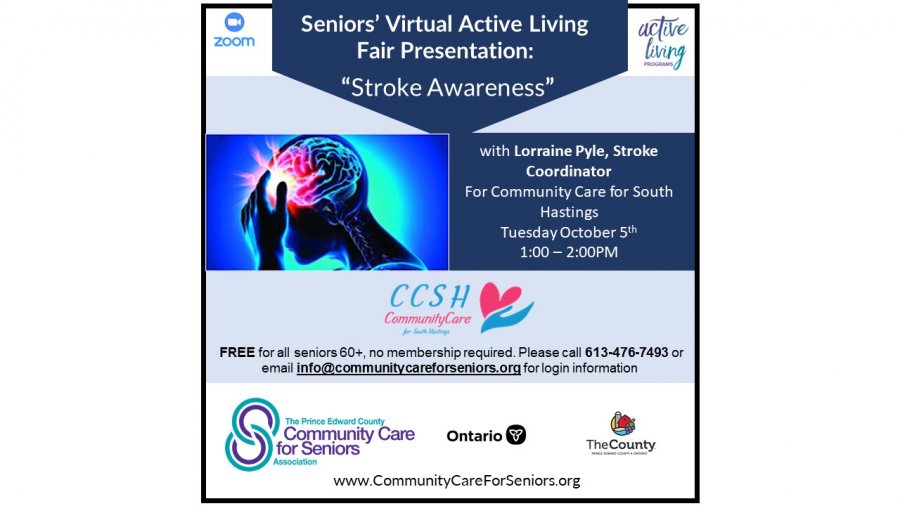 SENIORS' VIRTUAL FAIR - “Stroke Awareness: Do you Know What you NEED to Know About Stroke” with Lorraine Pyle, Stroke Corrdinator for Hastings & Prince Edward Counties