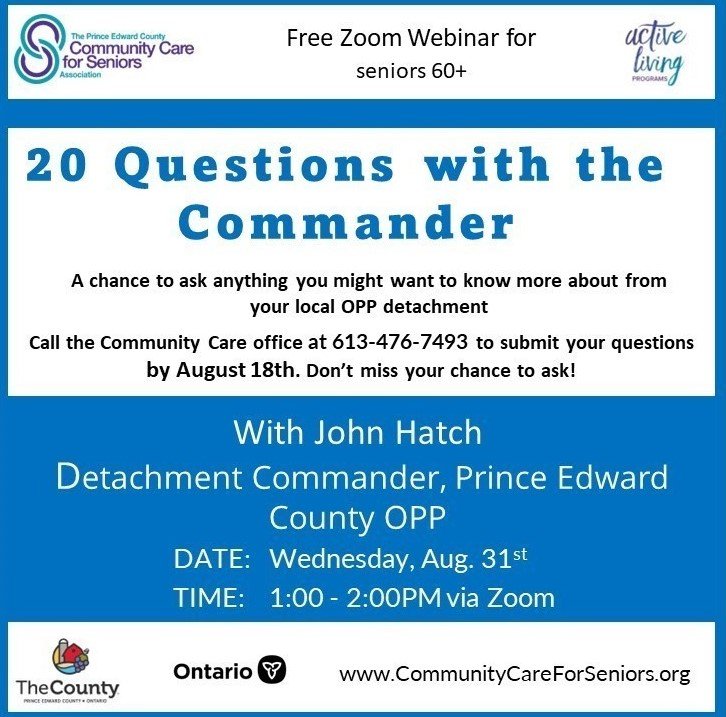 “20 Questions with the Commander” with Staff Sgt. Hatch, Prince Edward County OPP Detachment Commander