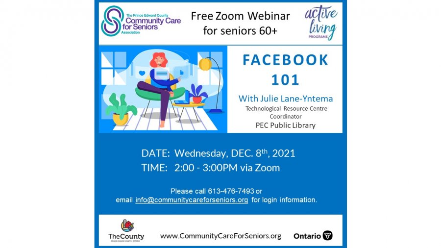 “Facebook 101” with Julie Lane-Yntema, Technology Resource Centre Coordinator for PEC Library