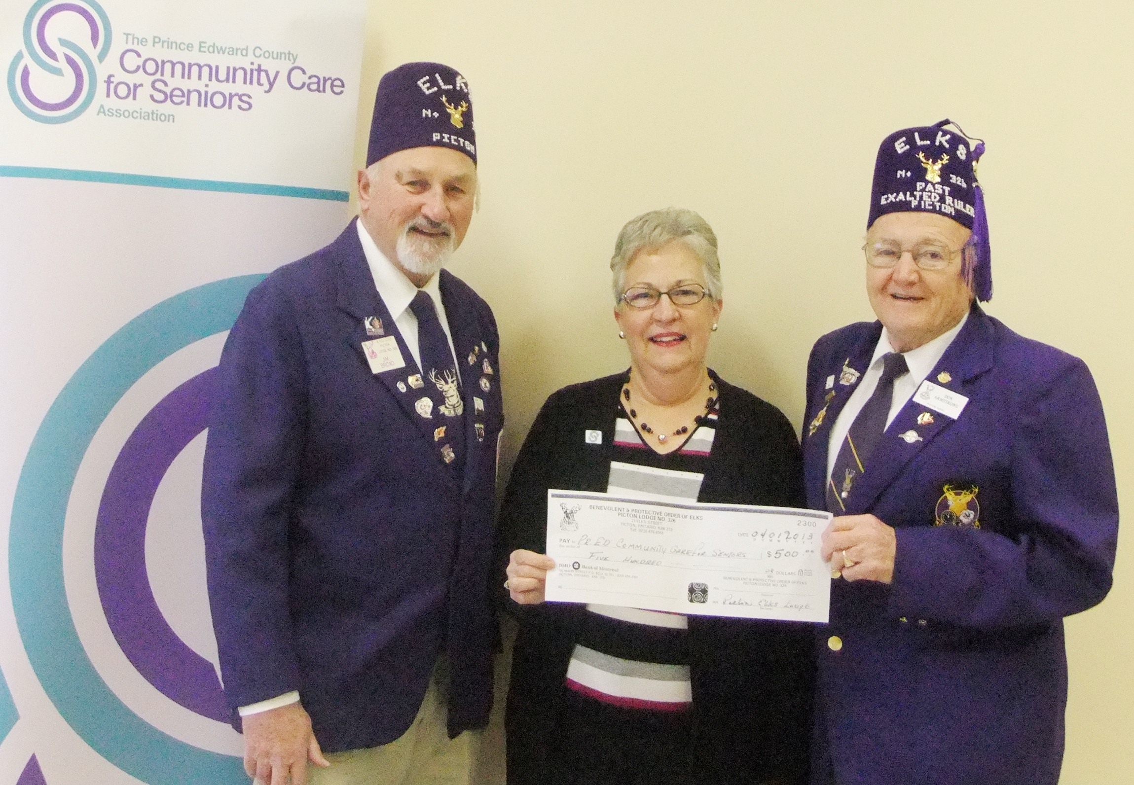 Picton Elks Lodge present cheque