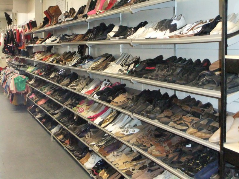 shoe racks in shop